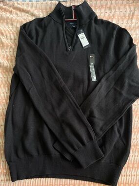 Tommy Hilfiger Black Half-Zip Knit Sweater